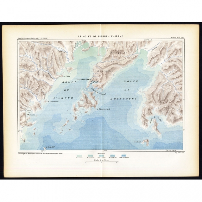 Antique Map of the Peter The Great Gulf by Reclus (1881)