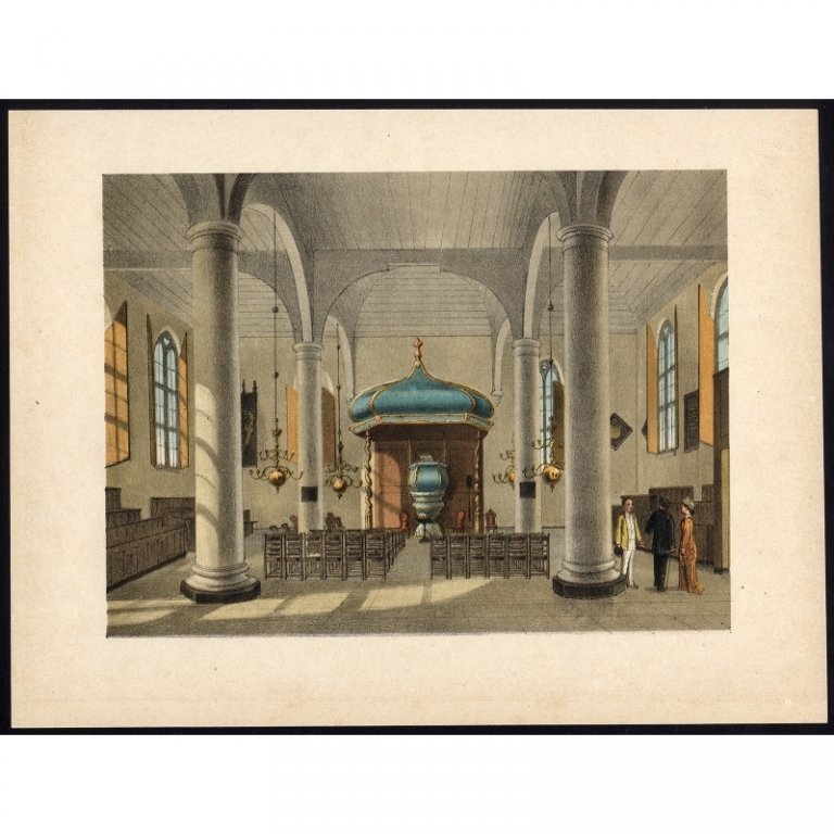 Antique Print of a Church Interior in Batavia by Perelaer (1888)