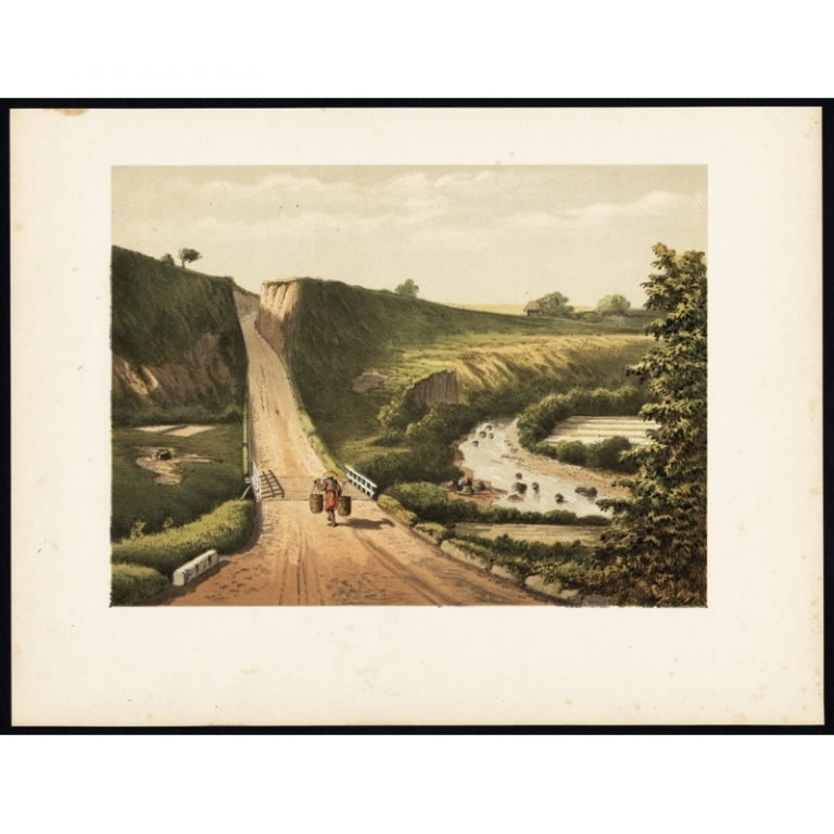 Antique Print of a Road near Cipanas (Java) by Perelaer (1888)