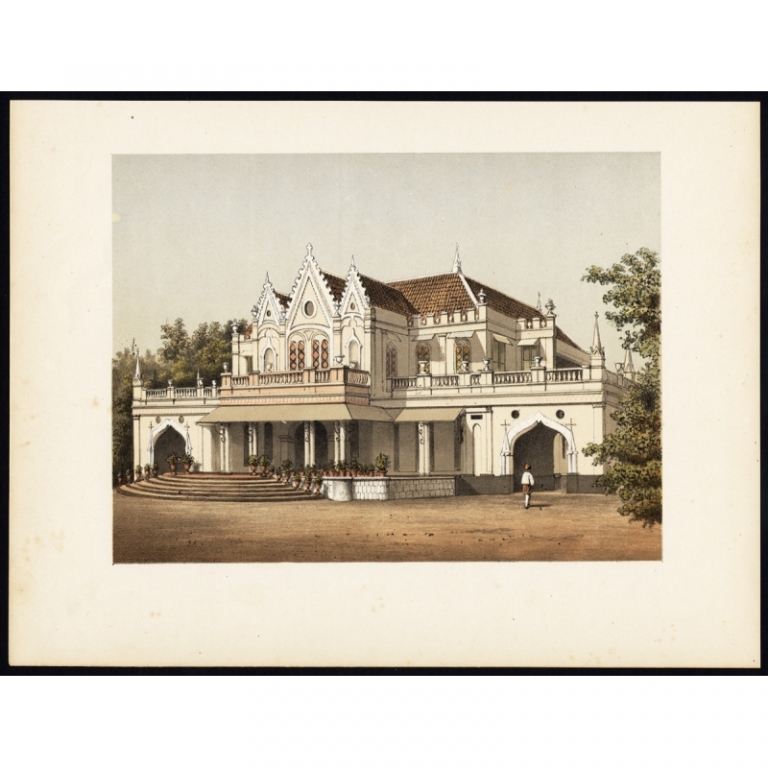 Antique Print of the Bellevue Hotel on Java by Perelaer (1888)