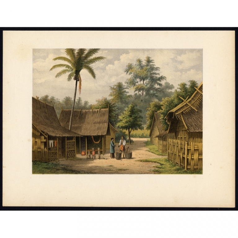 Antique Print of Kampong Pakalang (Java) by Perelaer (1888)