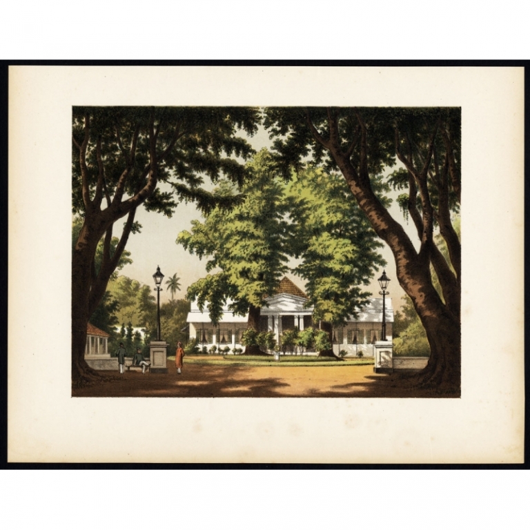 Antique print of a Colonial House on Java by Perelaer (1888)