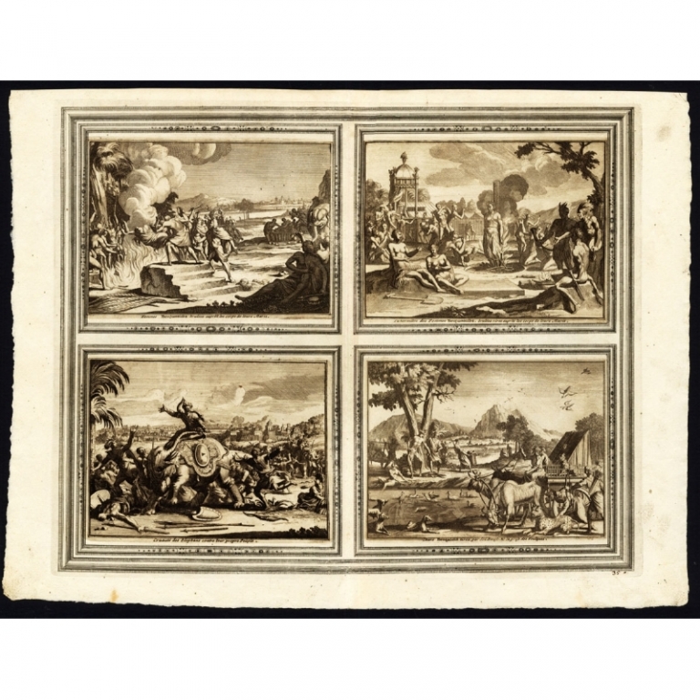 Antique Print with Bengal scenes by Van der Aa (1725)