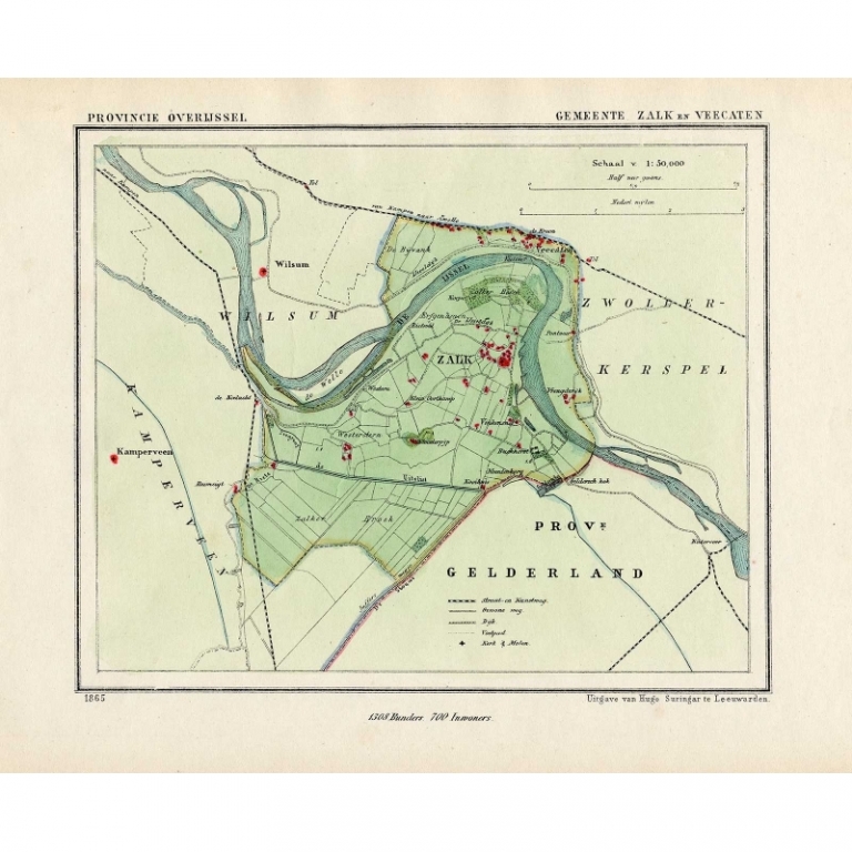 Antique Map of the Township of Zalk-Veecaten by Kuyper (1865)