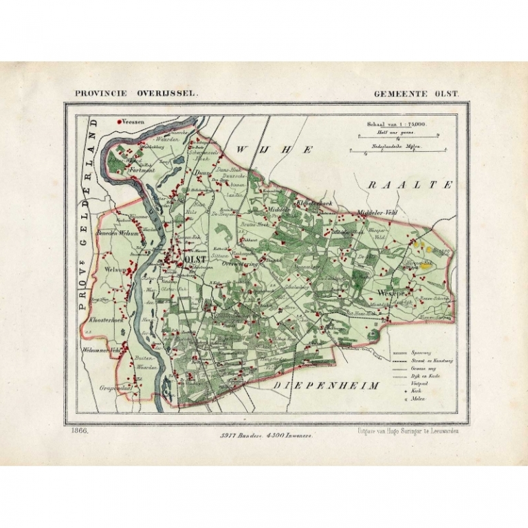 Antique Map of the Township of Olst by Kuyper (1865)