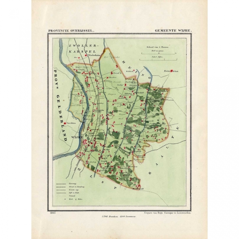 Antique Map of the Township of Wijhe by Kuyper (1865)