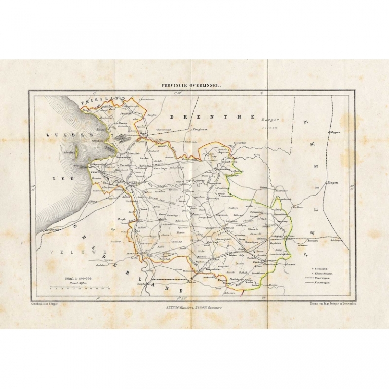 Antique Map of Overijssel by Kuyper (1865)