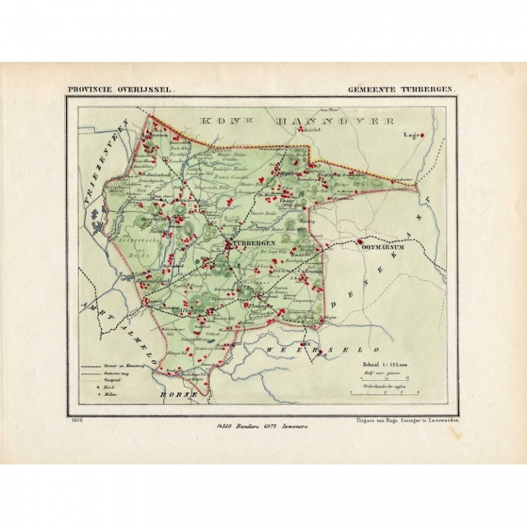 Antique Map of the Township of Tubbergen by Kuyper (1865)