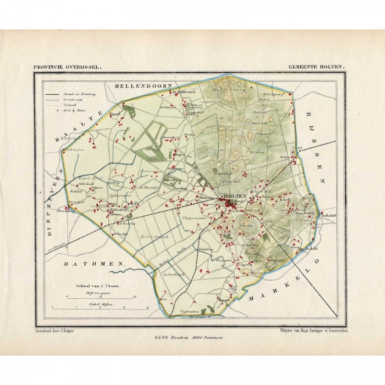 Antique Map of the Township of Holten by Kuyper (1865)
