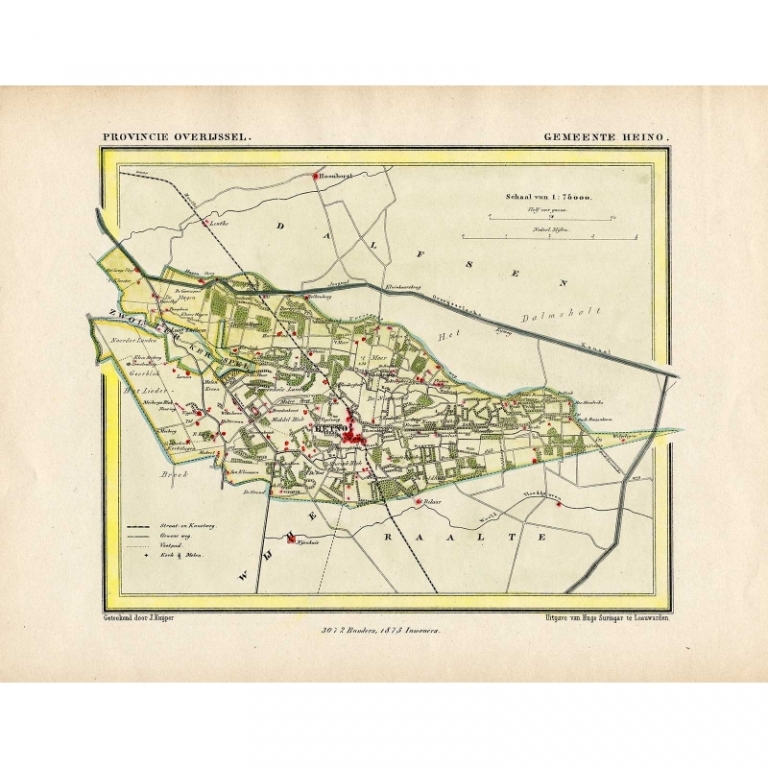 Antique Map of the Township of Heino by Kuyper (1865)