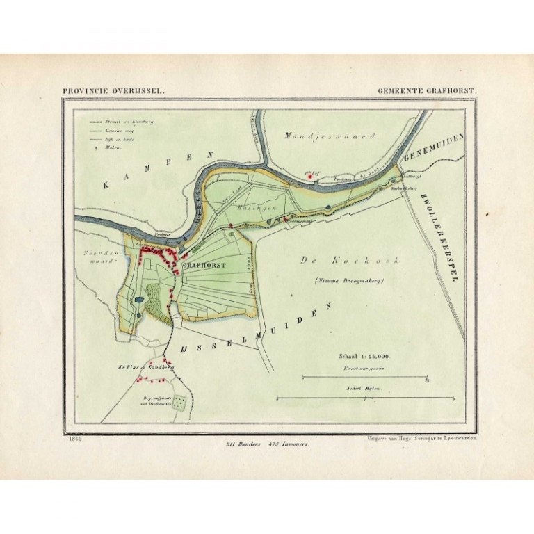 Antique Map of the Township of Grafhorst by Kuyper (1865)