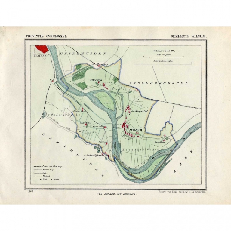 Antique Map of the Township of Wilsum by Kuyper (1865)