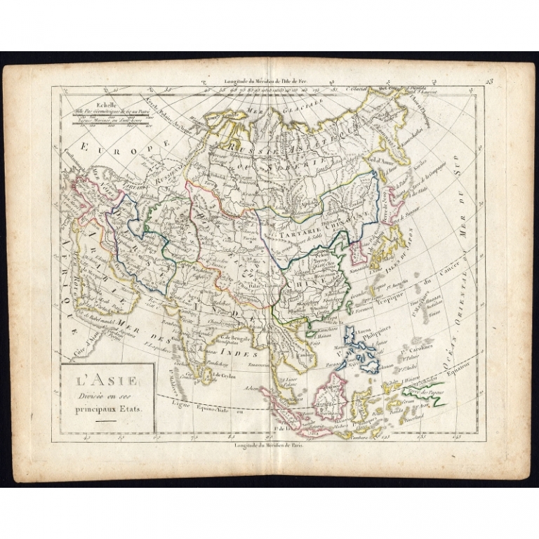 Antique Map of Asia by Vaugondy (c.1785)
