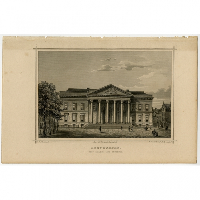 Antique Print of the Palace of Justice in Leeuwarden by Terwen (1858)