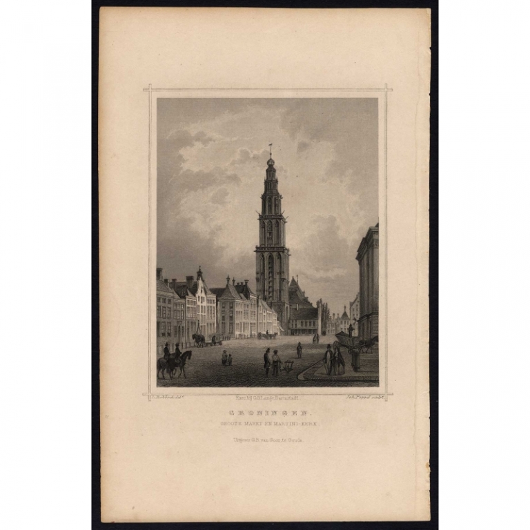 Antique Print of the 'Martini Kerk' in Groningen by Terwen (1863)