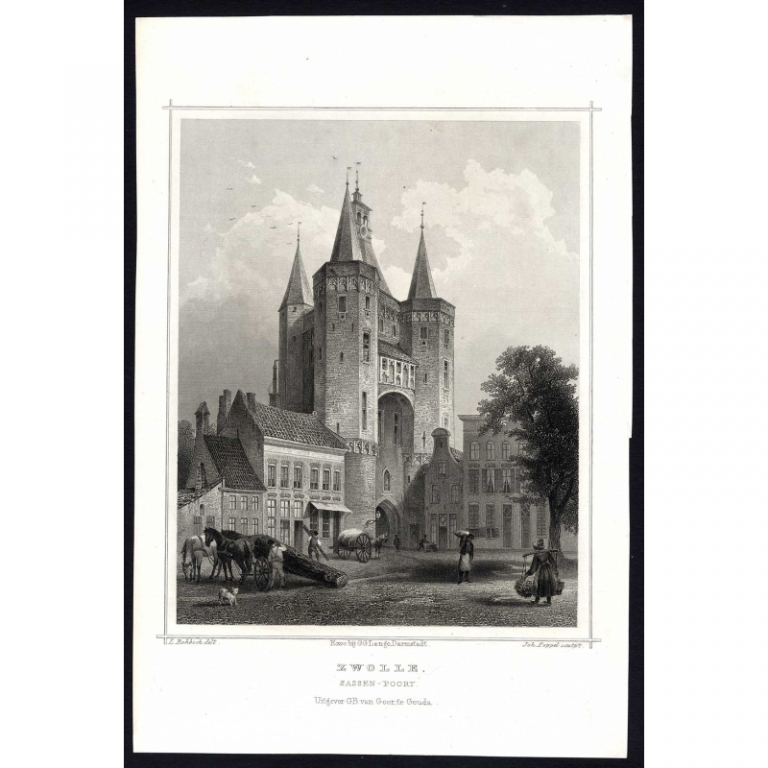 Antique Print of the 'Sassenpoort' in Zwolle by Terwen (1863)