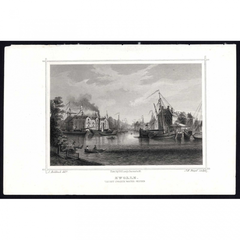 Antique Print of Zwolle by Terwen (1863)