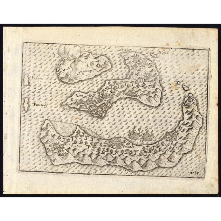 Antique Map of the Banda Islands by Commelin (1646)