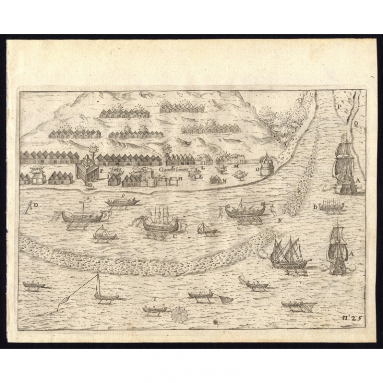 Pl.25 Antique Print of various Ships by Commelin (1646)
