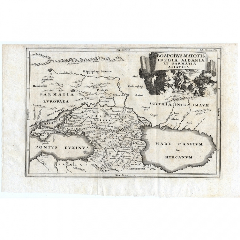 Antique Map of the region between the Black and Caspian Sea by Cellarius (1731)