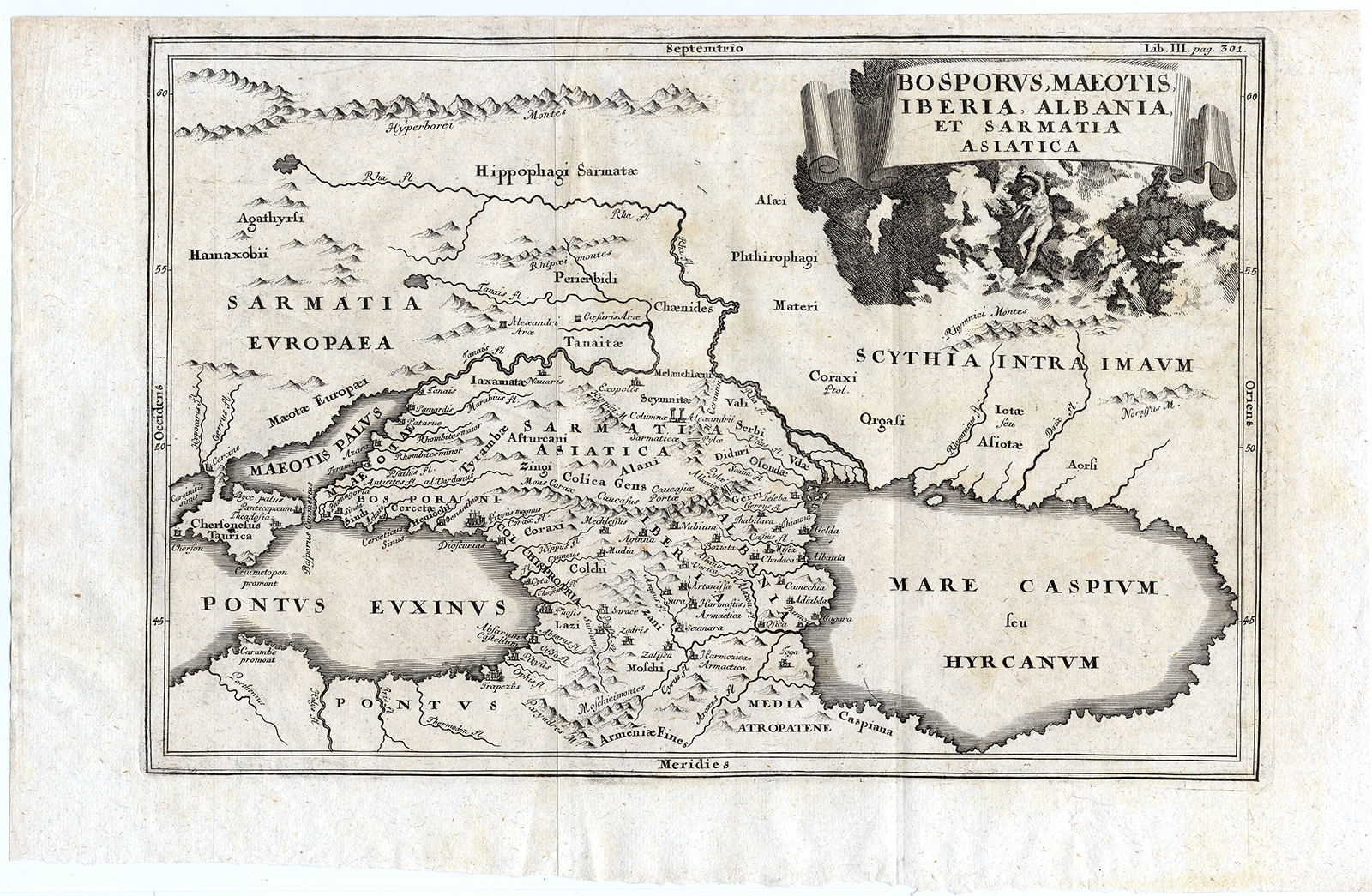 Antique Map Of The Region Between The Black And Caspian Sea By Cellarius 1731 