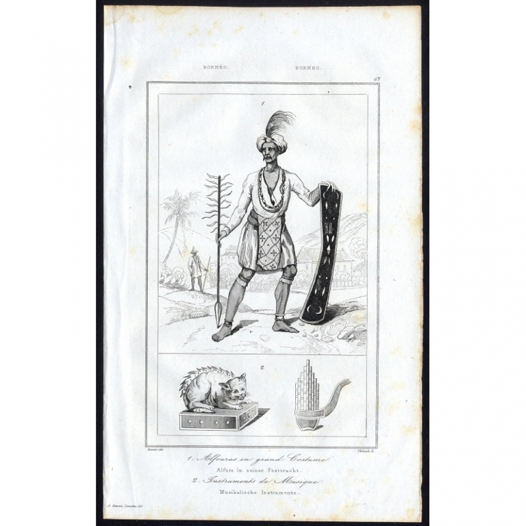 Antique Print of a Man in festive Costume by Rienzi (1836)