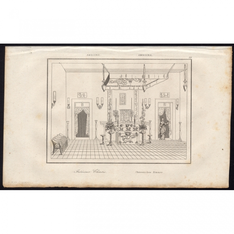 Antique Print of the Interior of a room in Chinese style by Rienzi (1836)