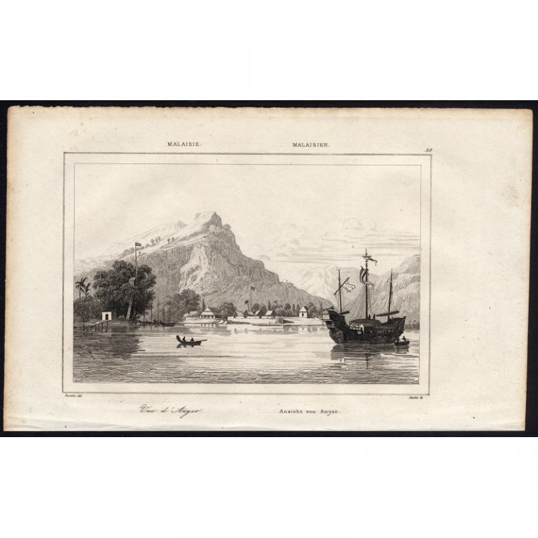 Antique Print of Anyer by Rienzi (1836)