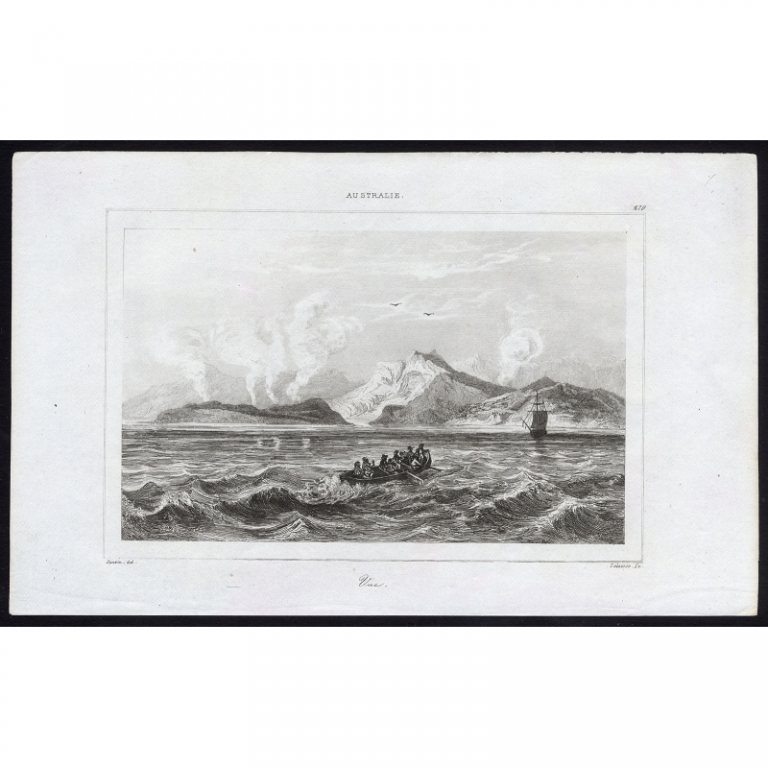 Antique Print of the Australian coastline by Rienzi (1836)