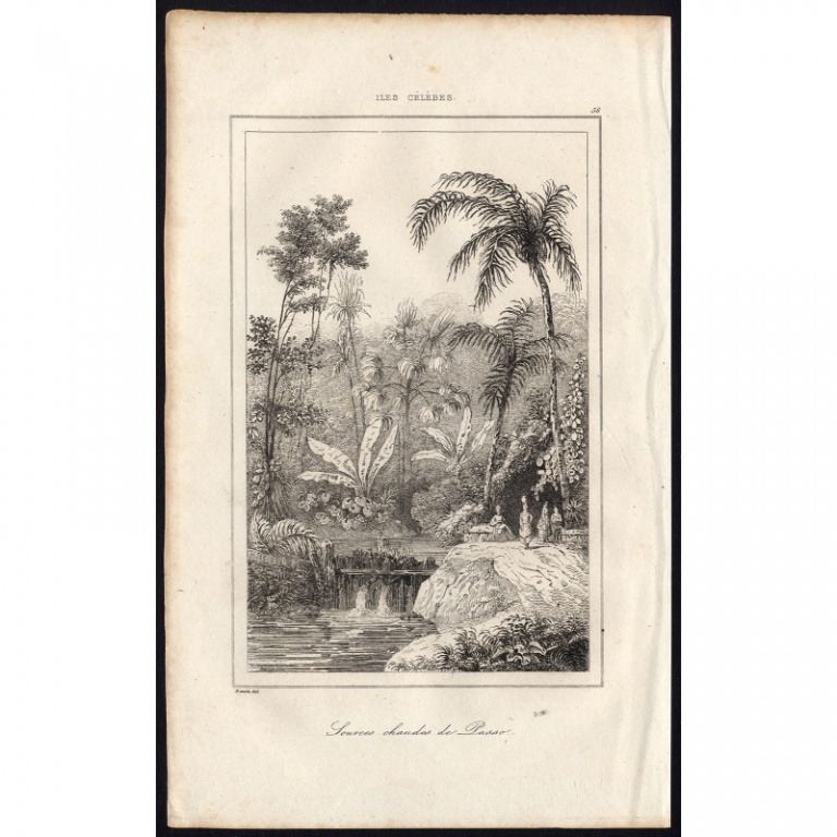 Antique Print of Hot springs near Passo by Rienzi (1836)