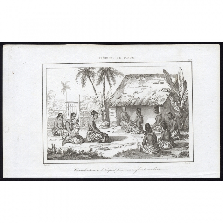 Antique Print of a Consultation with the Spirits by Rienzi (1836)