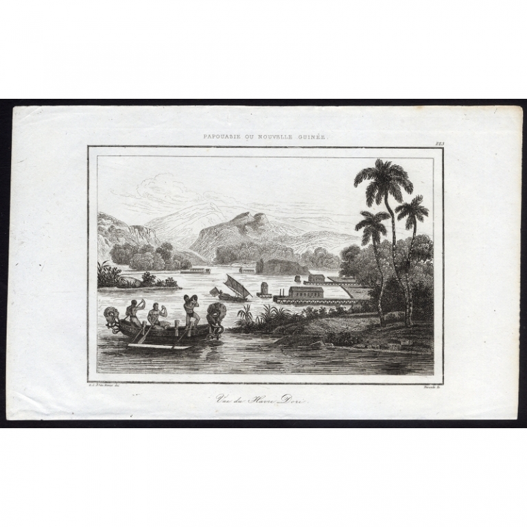 Antique Print of Dory Harbour by Rienzi (1836)