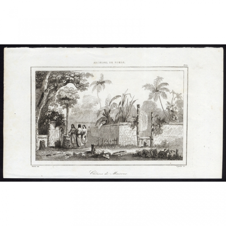 Antique Print of Fences of Houses by Rienzi (1836)