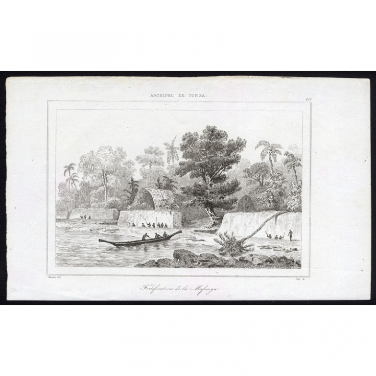 Antique Print of the of the fortifications near Mafanga by Rienzi (1836)