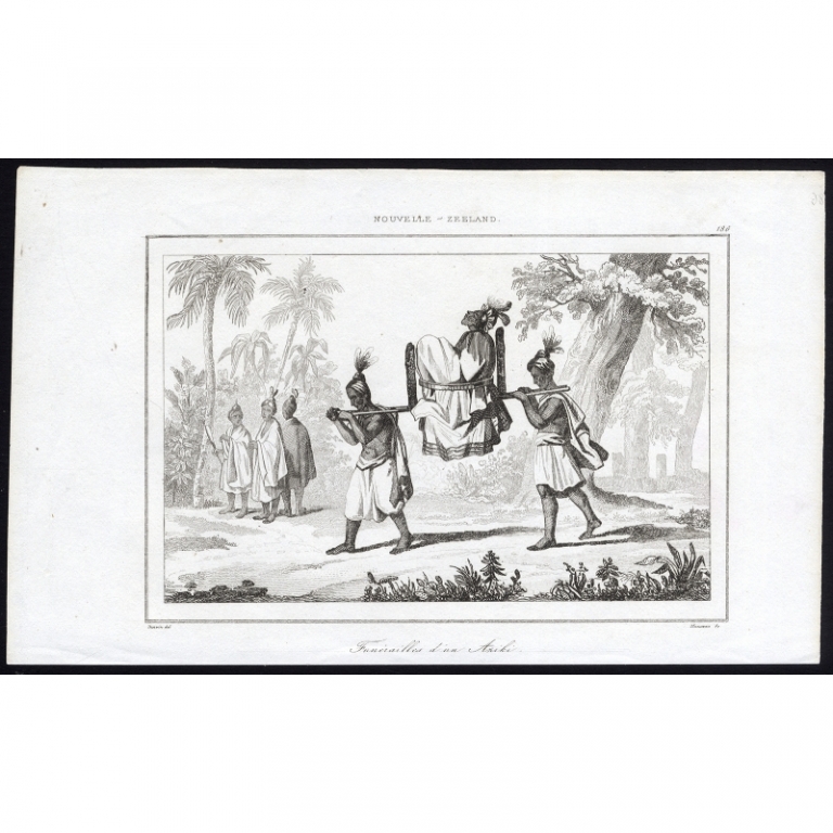 Antique Print of Funeral rites for a chief by Rienzi (1836)