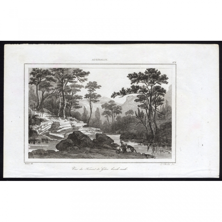 Antique Print of the landscape around the stream Glen Brook by Rienzi (1836)
