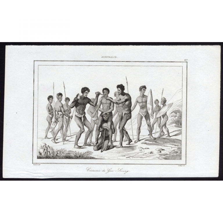 Antique Print of a ceremony of the Gna-Loung by Rienzi (1836)