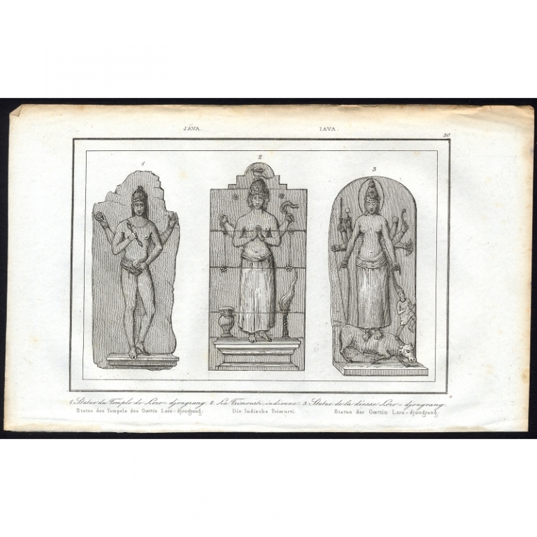 Antique Print of three Religious statues by Rienzi (1836)