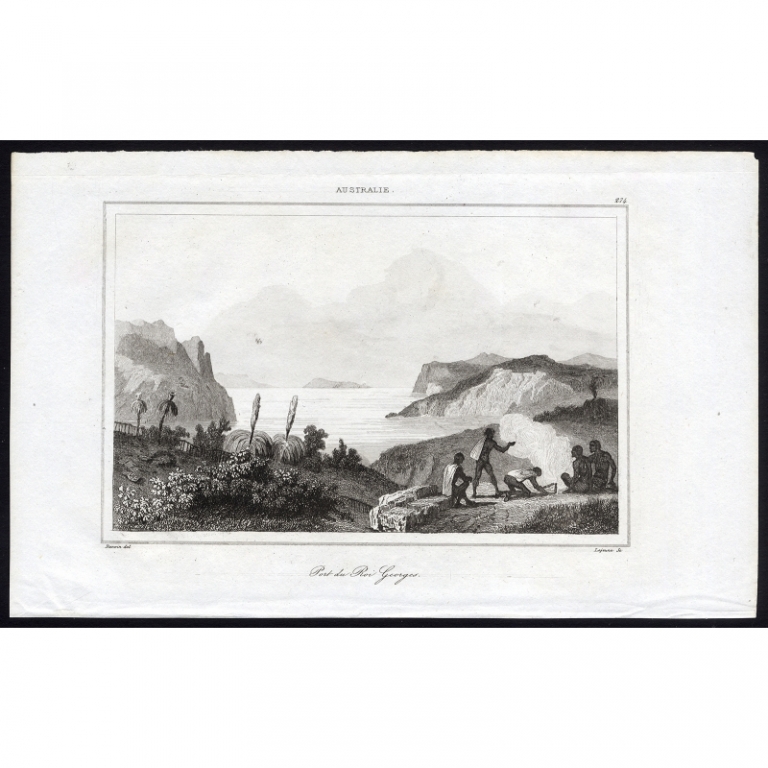 Antique Print of the King George harbour in Australia by Rienzi (1836)