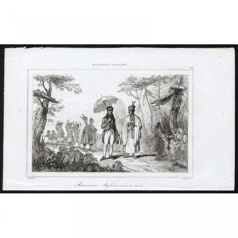 Antique Print of an Anglican missionary by Rienzi (1836)