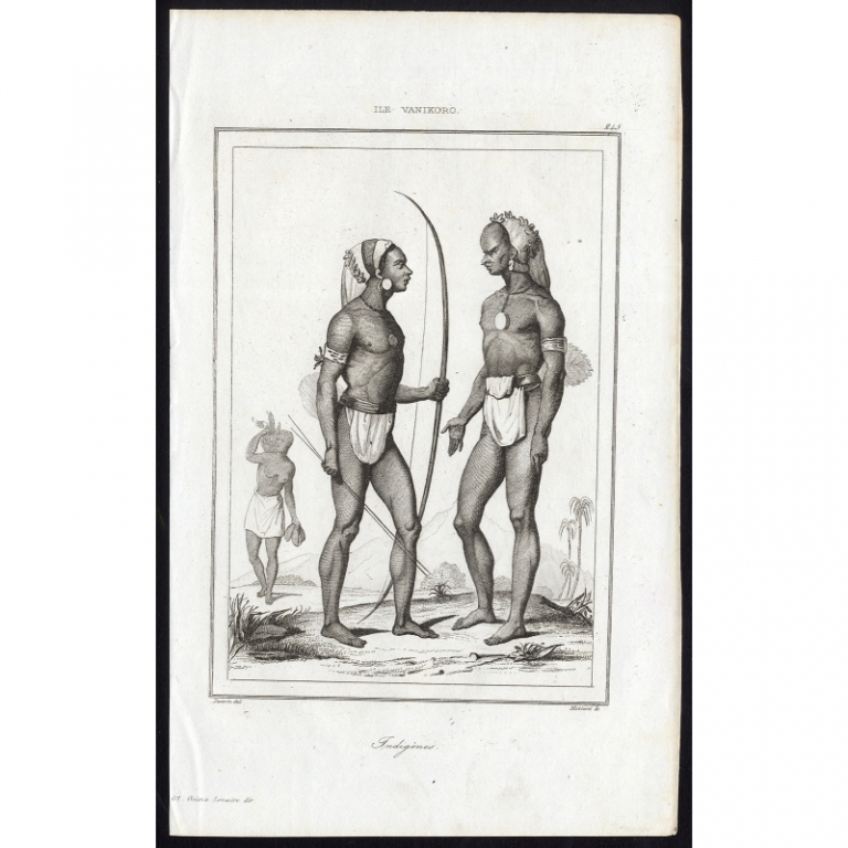 Antique Print of Indigenous people of Vanikoro by Massard (1836)