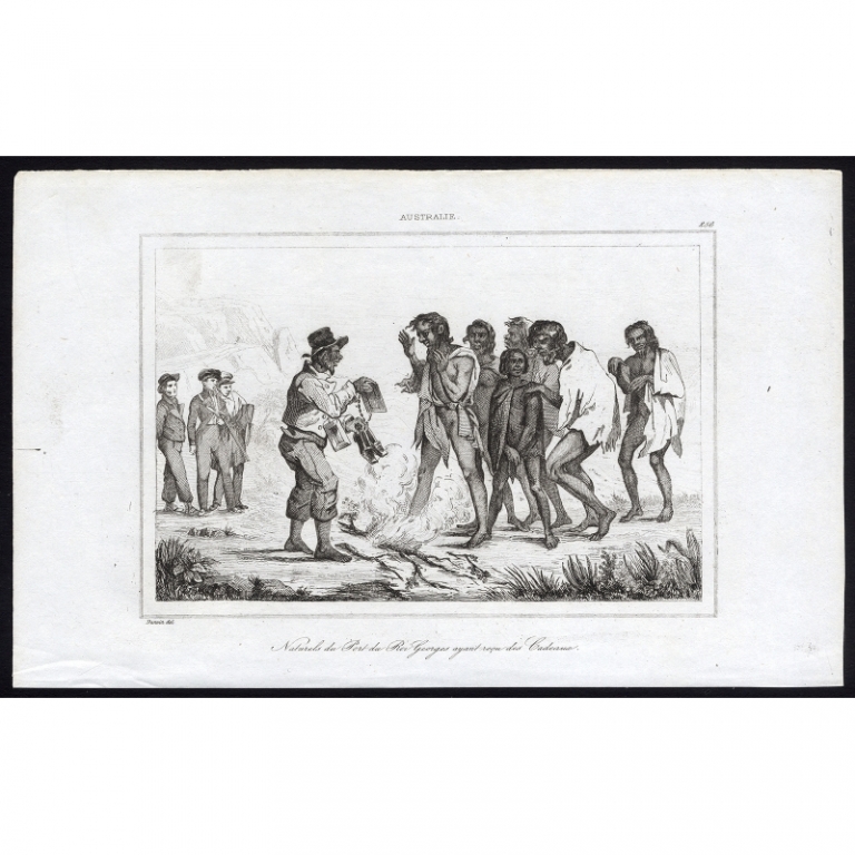 Antique Print of Indigenous people of King George Sound by Rienzi (1836)