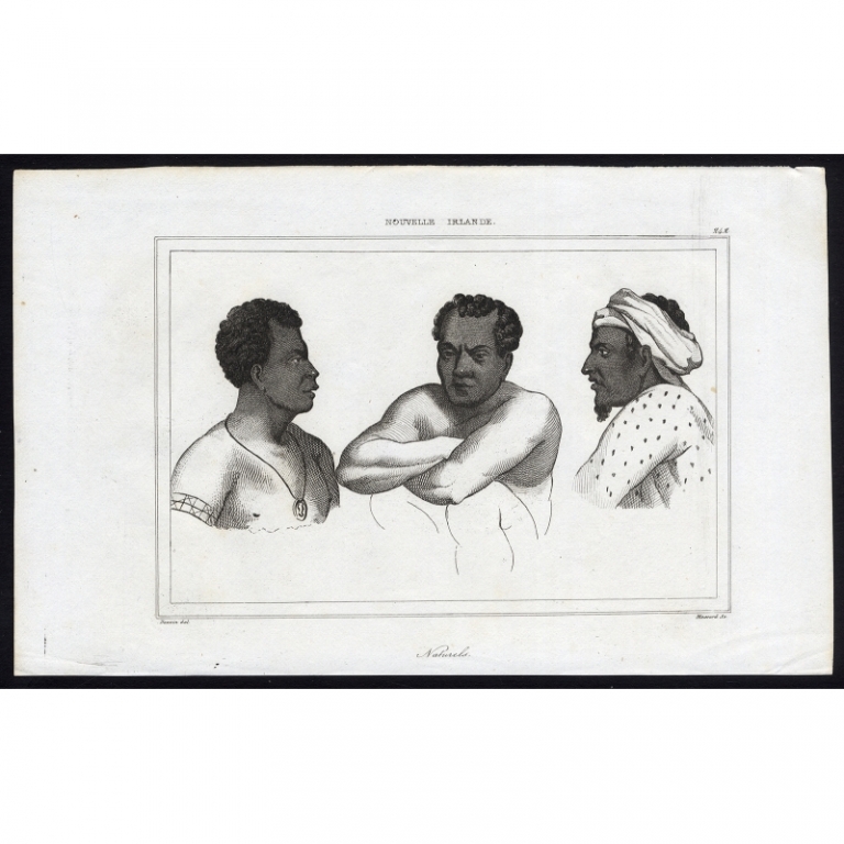 Antique Print of Natives of New Ireland by Massard (1836)