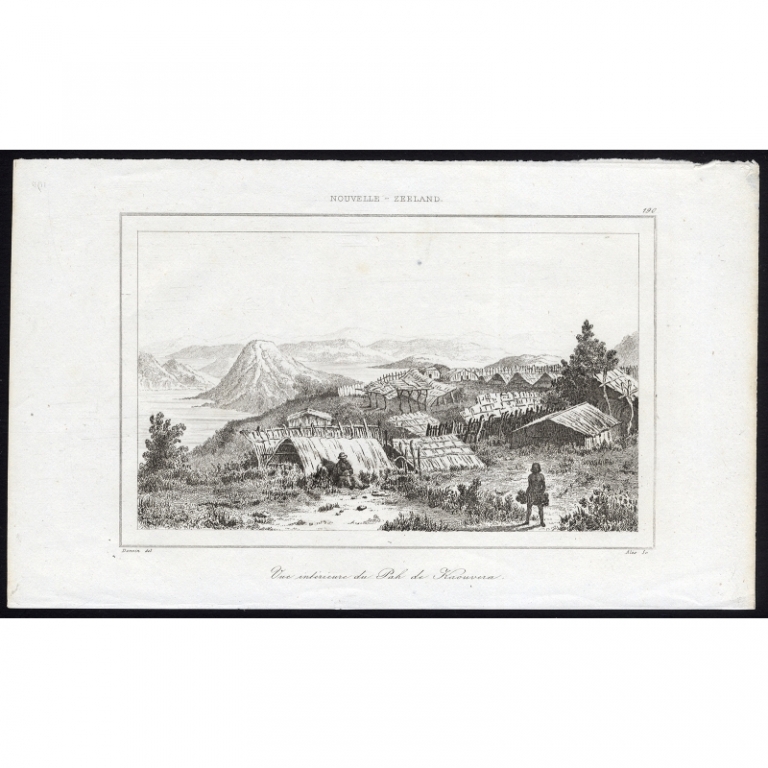 Antique Print with an Interior view of the Pa of Kaouvera by Rienzi (1836)