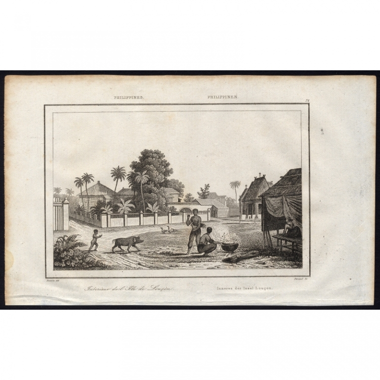 Antique Print of the interior of the Luzon region by Rienzi (1836)