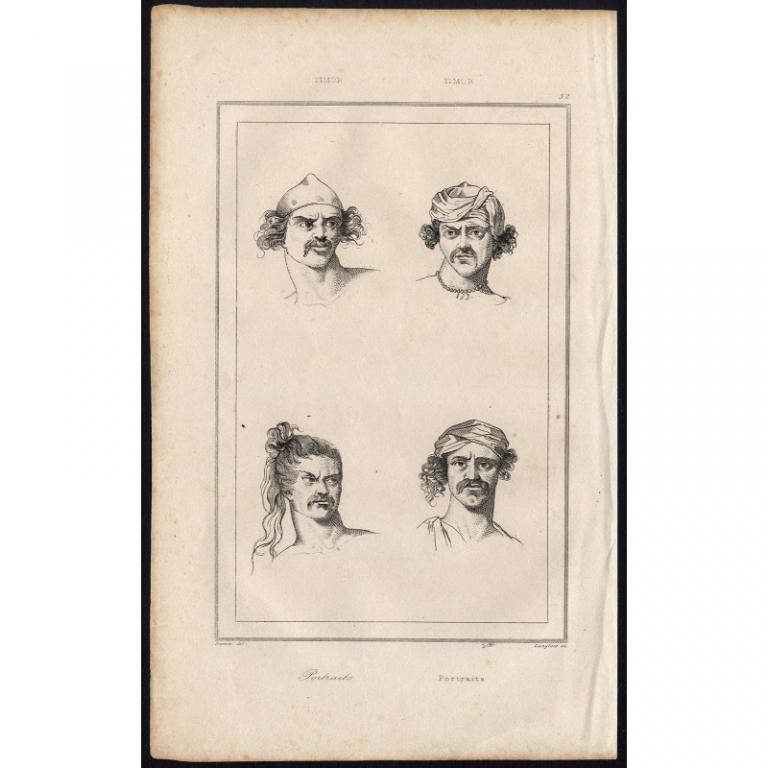 Antique Print of Men from Timor by Rienzi (1836)