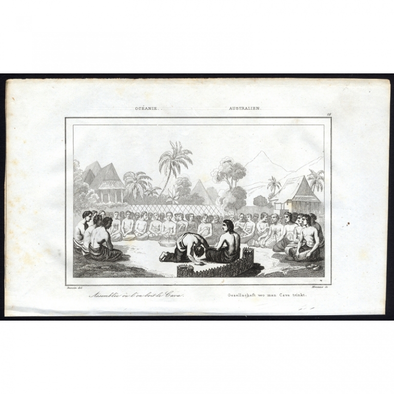 Antique Print of an Assembly where Cava is drunk by Rienzi (1836)