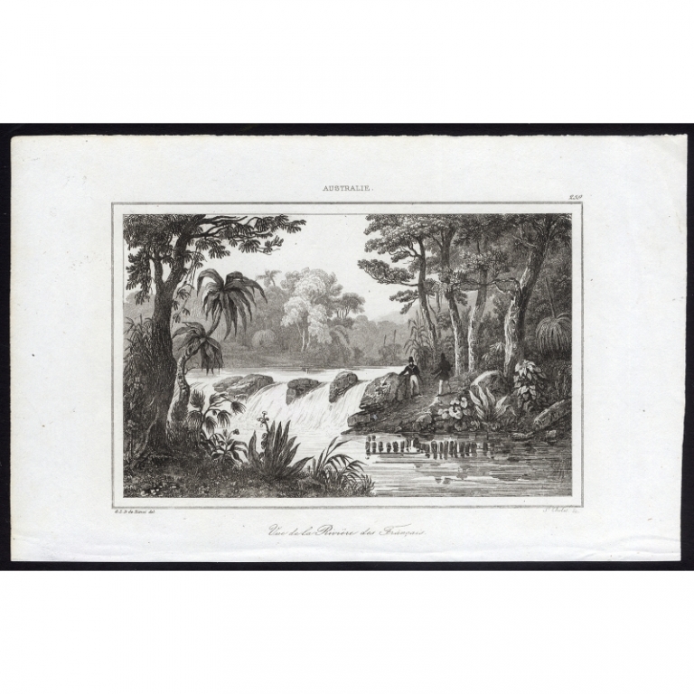 Antique Print of French River by Rienzi (1836)