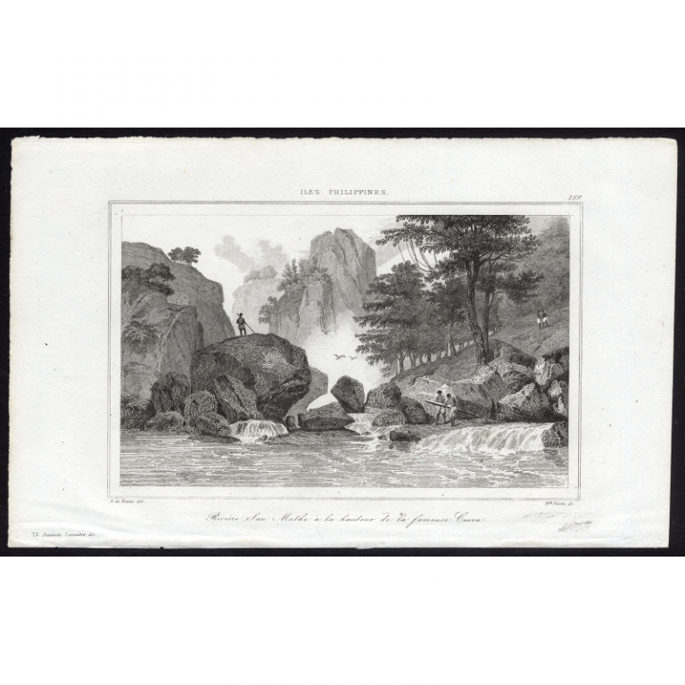 Antique Print of the San Mathe river by Rienzi (1836)