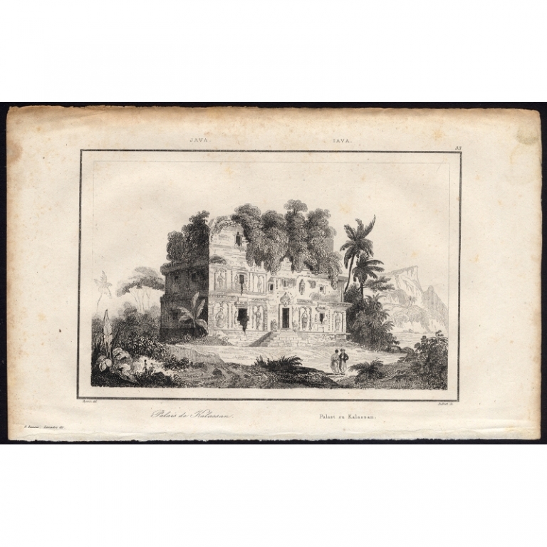 Antique Print of the Kalasan temple by Rienzi (1836)
